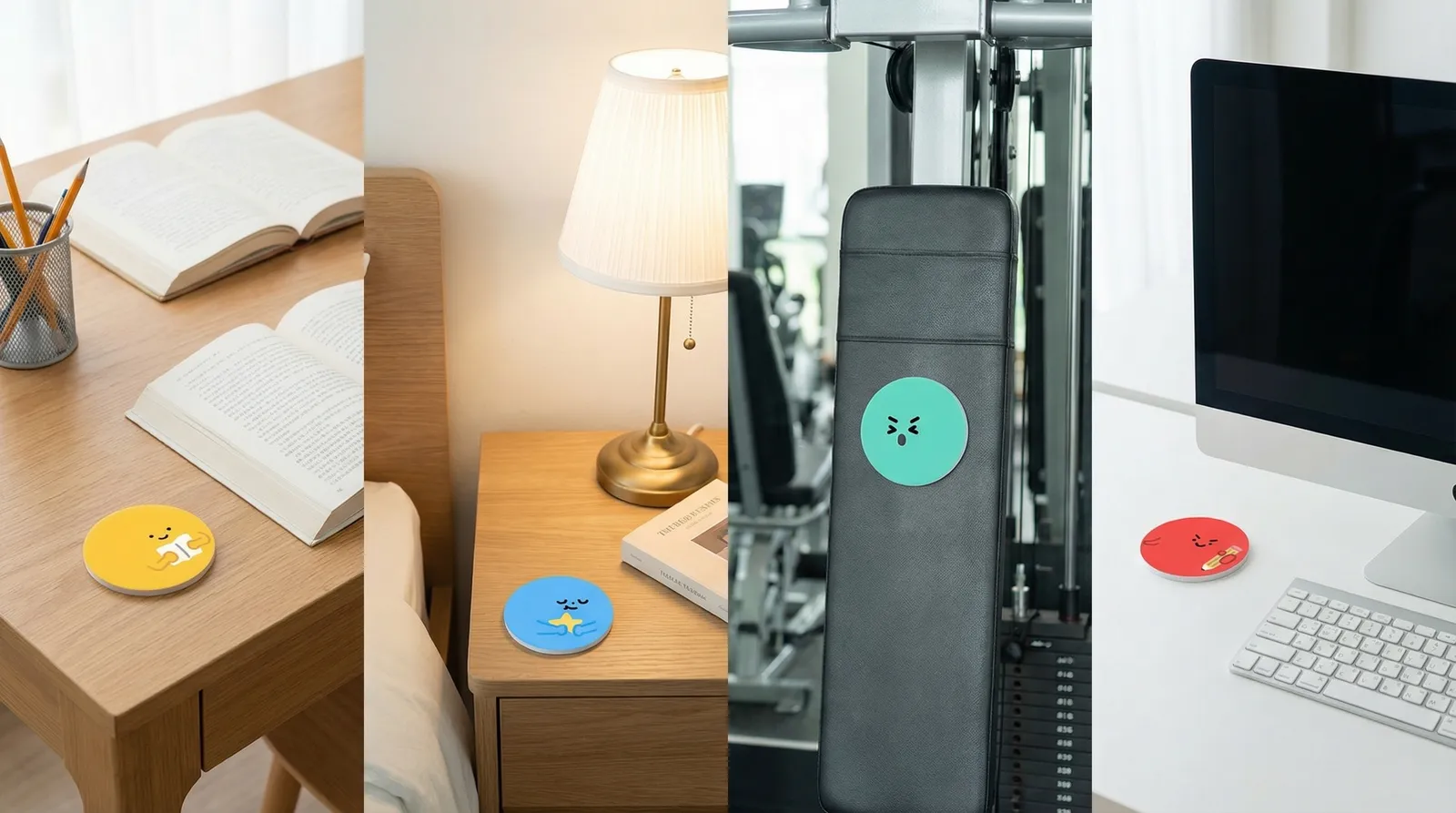 不同场景中的点点贴纸